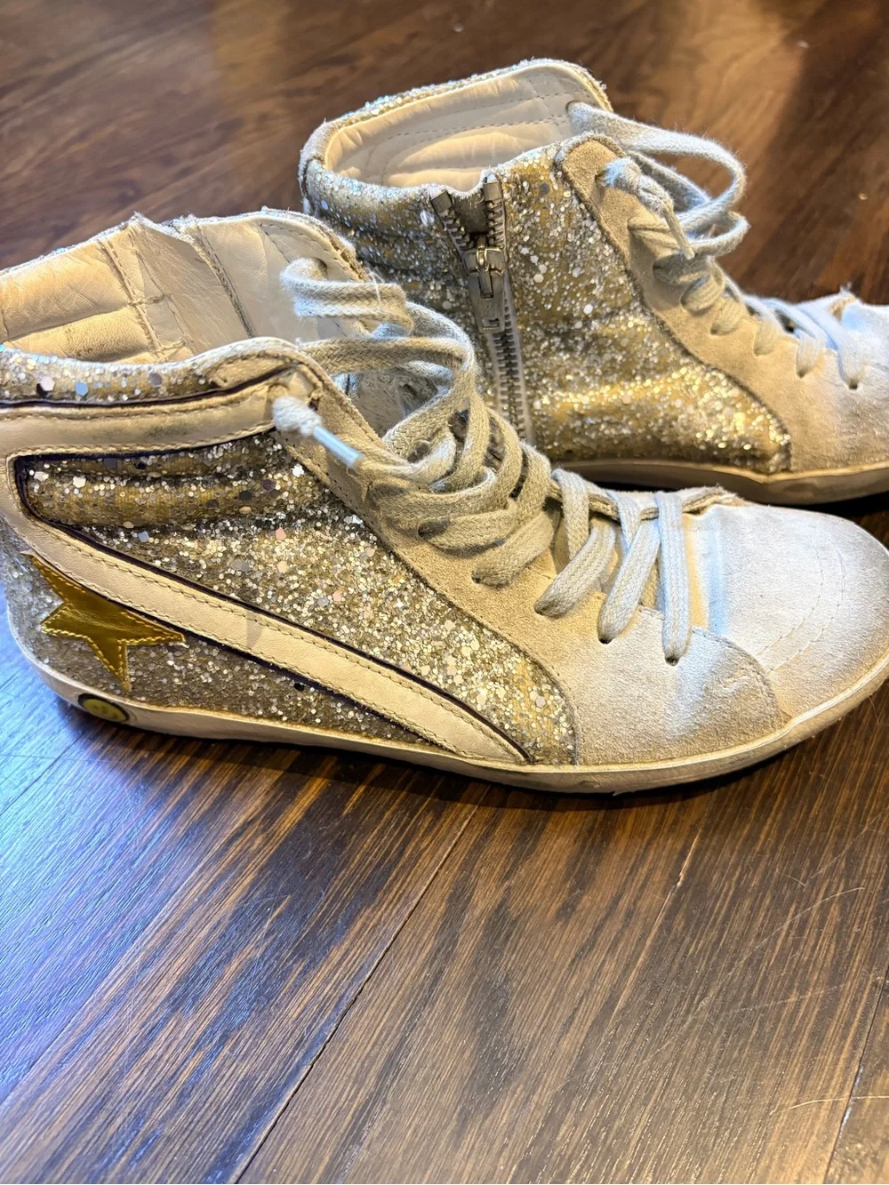 Golden Goose Francy Glitter High Top Sneakers — Size 35 EU